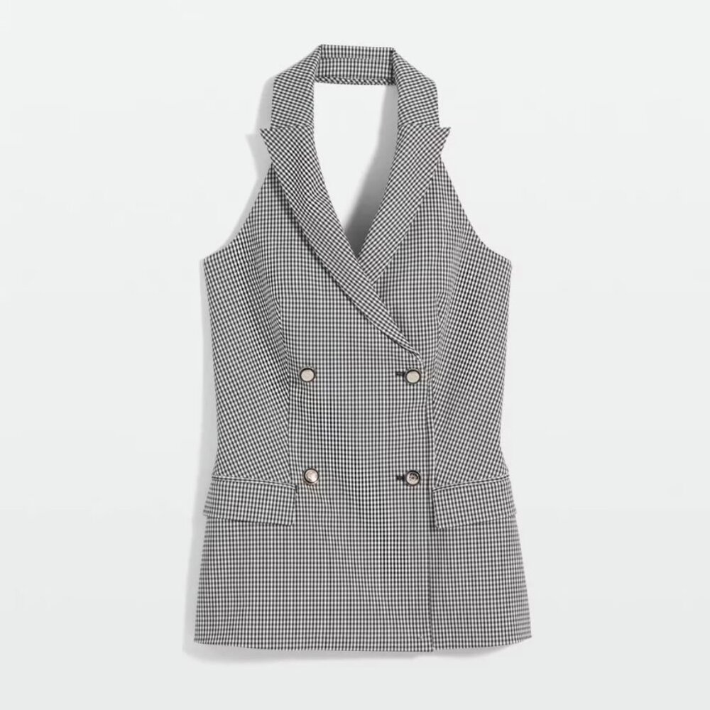 NWT WHITE HOUSE BLACK MARKET GINGHAM VEST 6 10 - Picture 2 of 4